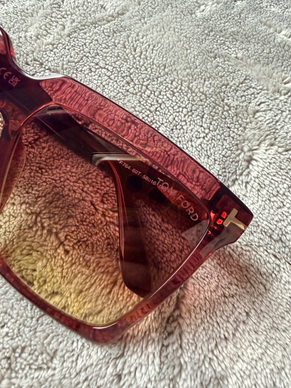 Tom Ford FT0764 69T Sabrina Square Sunglasses with Gradient Lens - Picture 5 of 10